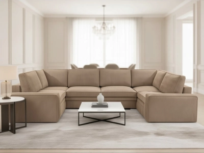 Beżowy narożnik TOLEDO U z funkcją spania